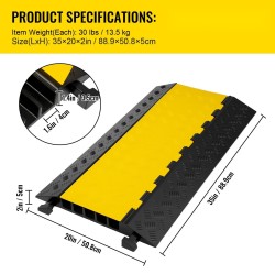 Kaapelisilta 5-kanavainen kuminen PVC-kansi musta-keltainen 88,9x50,8x5 cm