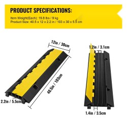 Kaapelisuoja-ramppi kuminen kolmen kanavan koko 103 x 30 x 5,5 cm