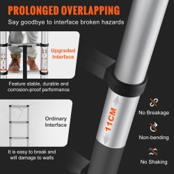 Teleskooppinen alumiinitikas 381 cm pidentettävä kokoon taittuva kannettava