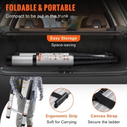 Teleskooppinen alumiinitikas 381 cm pidentettävä kokoon taittuva kannettava