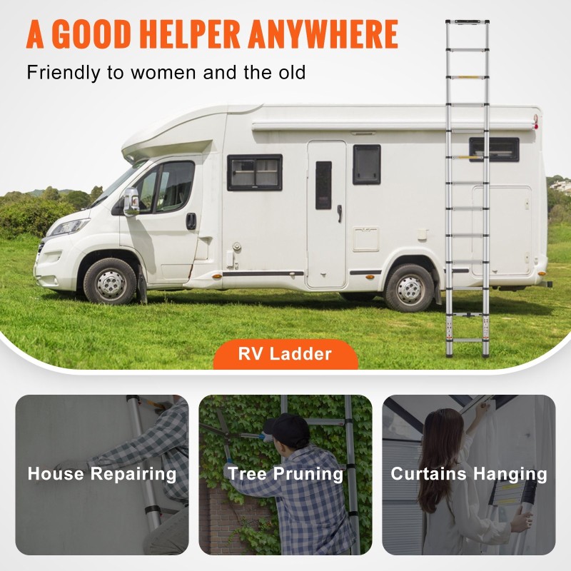 Teleskooppinen alumiinitikas 381 cm pidentettävä kokoon taittuva kannettava