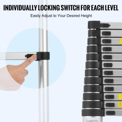 Teleskooppitikas alumiinirunkoinen 5,0 m 170 kg kantavuus monipainikejärjestelmällä liukuestejaloilla