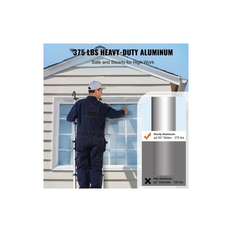 Teleskooppitikas alumiiniseoksesta 16 askelmaa 6,19 m 170 kg kantavuus liukumattomilla jalkatyynyillä