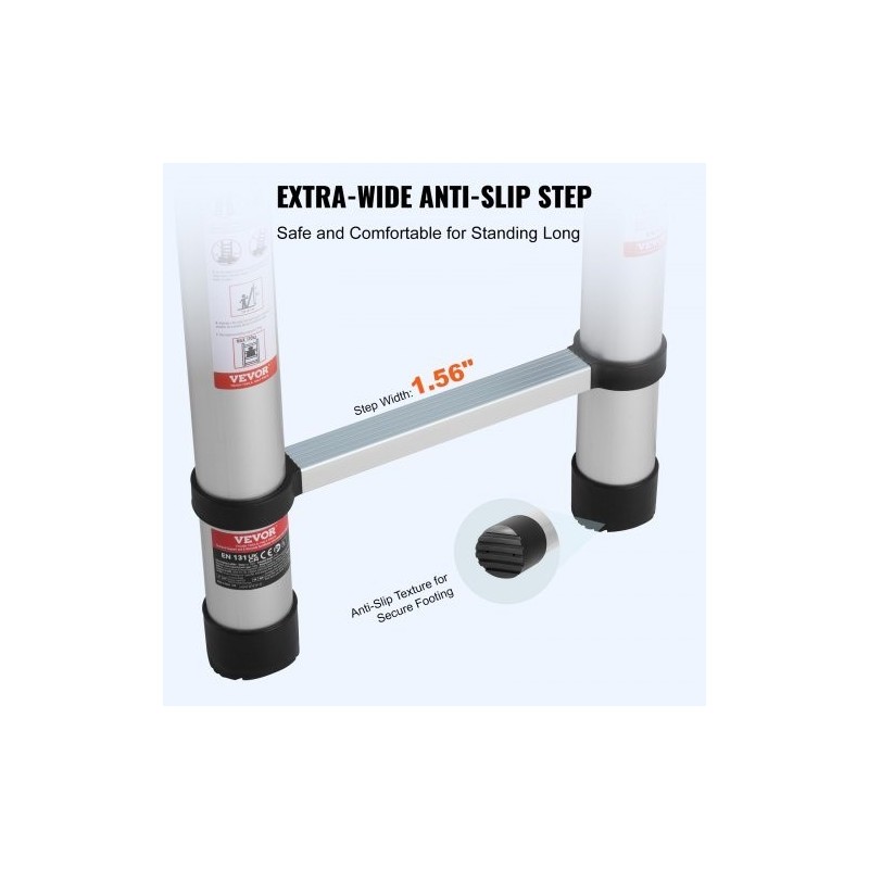 Teleskooppitikas alumiiniseoksesta 16 askelmaa 6,19 m 170 kg kantavuus liukumattomilla jalkatyynyillä