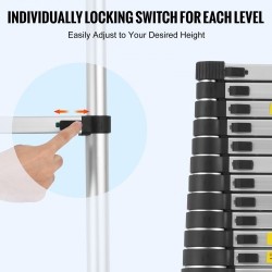 Teleskooppitikas alumiiniseoksesta 16 askelmaa 6,19 m 170 kg kantavuus liukumattomilla jalkatyynyillä