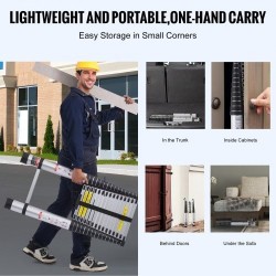 Teleskooppitikas alumiiniseoksesta 16 askelmaa 6,19 m 170 kg kantavuus liukumattomilla jalkatyynyillä