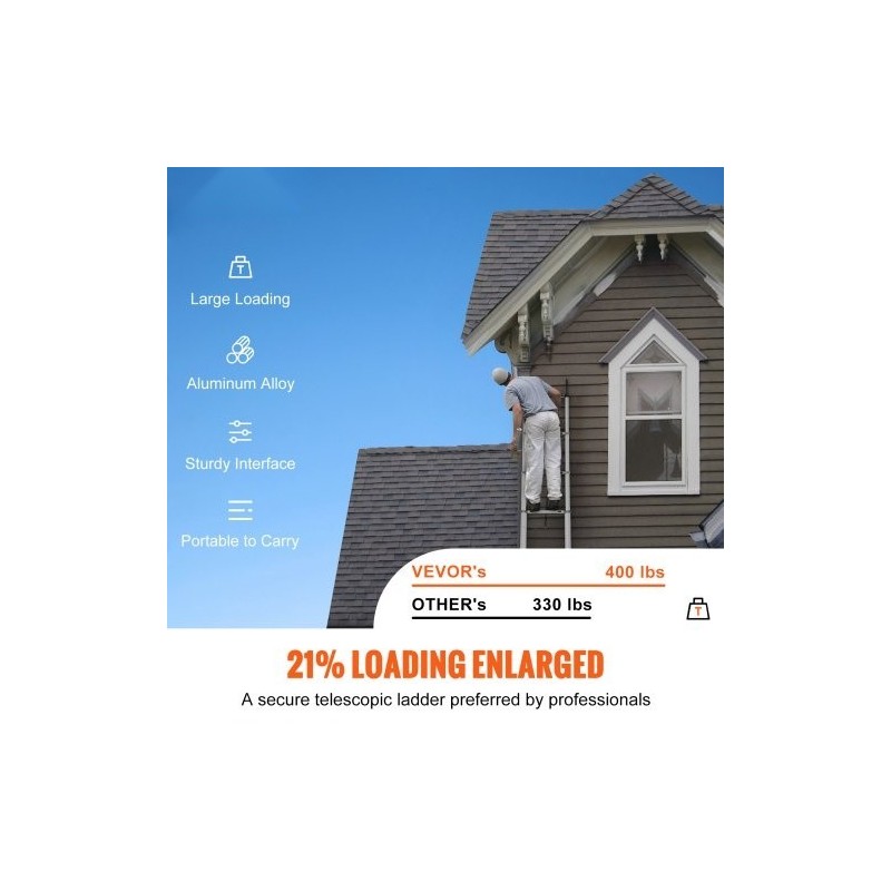 Teleskooppitikas alumiiniseoksesta 190 kilon kantavuus lukittuvat portaat liukumattomat jalkasuojat kompakti koko