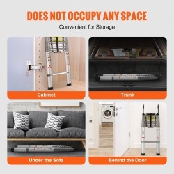 Teleskooppitikkaat alumiiniseoksesta 12 tasoa 459 cm avattuna 190 kg kantavuus