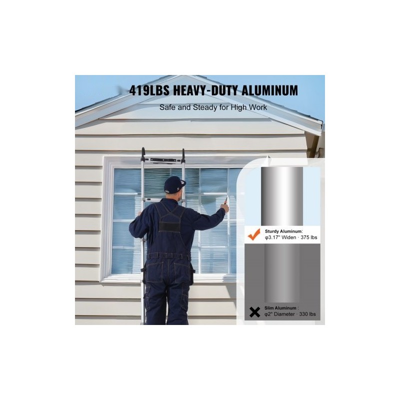 Teleskooppitikas alumiiniseoksesta 6,2 m kokoontaittuva 15 askelmaa 190 kg kantavuus liukuestolliset jalat