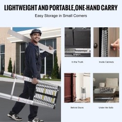 Teleskooppitikas alumiiniseoksesta 6,2 m kokoontaittuva 15 askelmaa 190 kg kantavuus liukuestolliset jalat