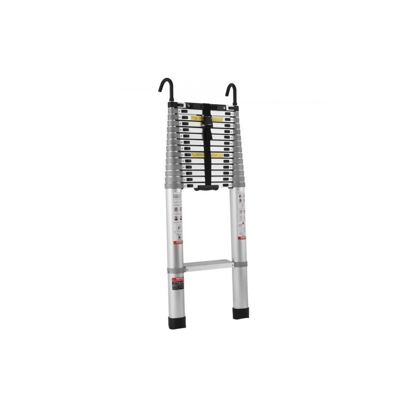 Teleskooppitikas alumiiniseoksesta 6,2 m kokoontaittuva 15 askelmaa 190 kg kantavuus liukuestolliset jalat