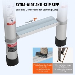 Teleskooppitikkaat alumiiniseos 5036 mm 190 kg kokoontaittuva monipainikkeinen lukitus