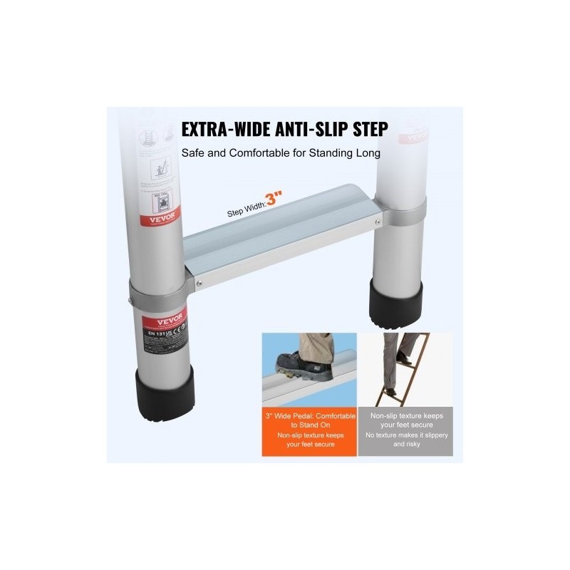 Teleskooppitikkaat alumiiniseos 5036 mm 190 kg kokoontaittuva monipainikkeinen lukitus