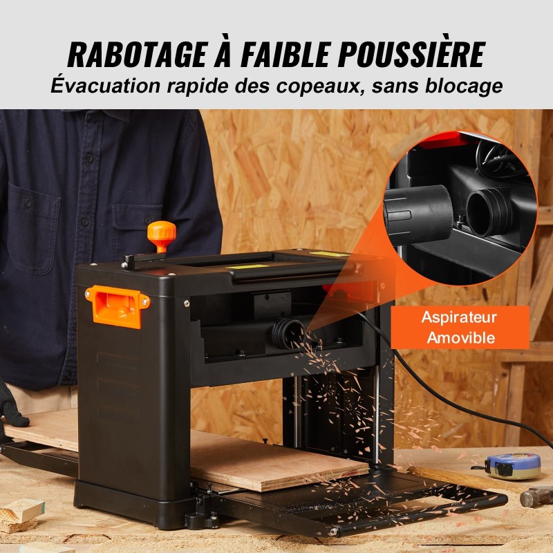 Pöytämallinen paksuushöylä 33 cm työpöytä 30,5 cm syöttöpöytä 2000 watin kolmiteräinen kaksinopeuksinen