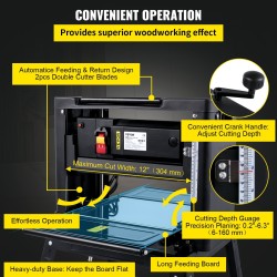Paksuushöylä 304 millimetriä työleveys 2000 watin teho höyläyspaksuus 6–160 millimetriä jalustalla