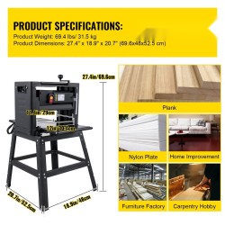 Paksuushöylä 304 millimetriä työleveys 2000 watin teho höyläyspaksuus 6–160 millimetriä jalustalla