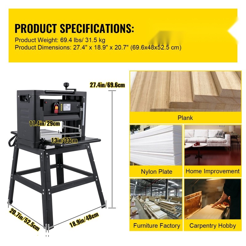 Paksuushöylä 330 mm 2000 wattia irrotettava jalusta lastunpoisto