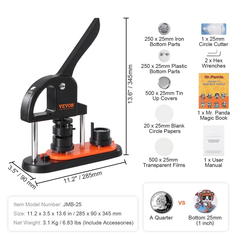 Nappikone muovia 25 mm halkaisijalla 500 kpl tarvikkeita asennusvapaa