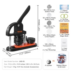 Nappikone muovinen 58 mm stanssilla 500 kpl osilla lapsille ja perheelle