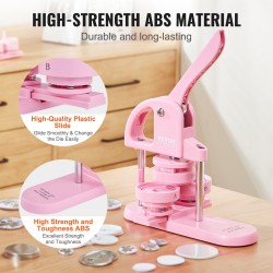 Pinssikone muovinen ergonominen kahva muotit 25/32/58 mm 300 kpl osia vaaleanpunainen