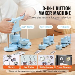 Rintanappikone muovinen 25/32/58 mm muotit 300 osaa sininen lapsille ergonomisella kahvalla