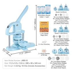 Rintanappikone muovinen 25/32/58 mm muotit 300 osaa sininen lapsille ergonomisella kahvalla