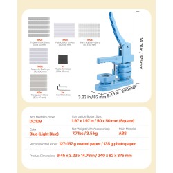 Rintanappikone ABS-muovi neliö 50 x 50 mm tinakannet muovitaustat magneettitaustat läpinäkyvät suojakalvot