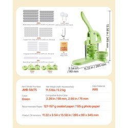 Nappikone muovinen 58 ja 75 mm vihreä 200 kpl nappiosilla