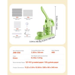 Nappikone 58 mm ABS 100 kpl napin osia vihreä ergonominen kahva