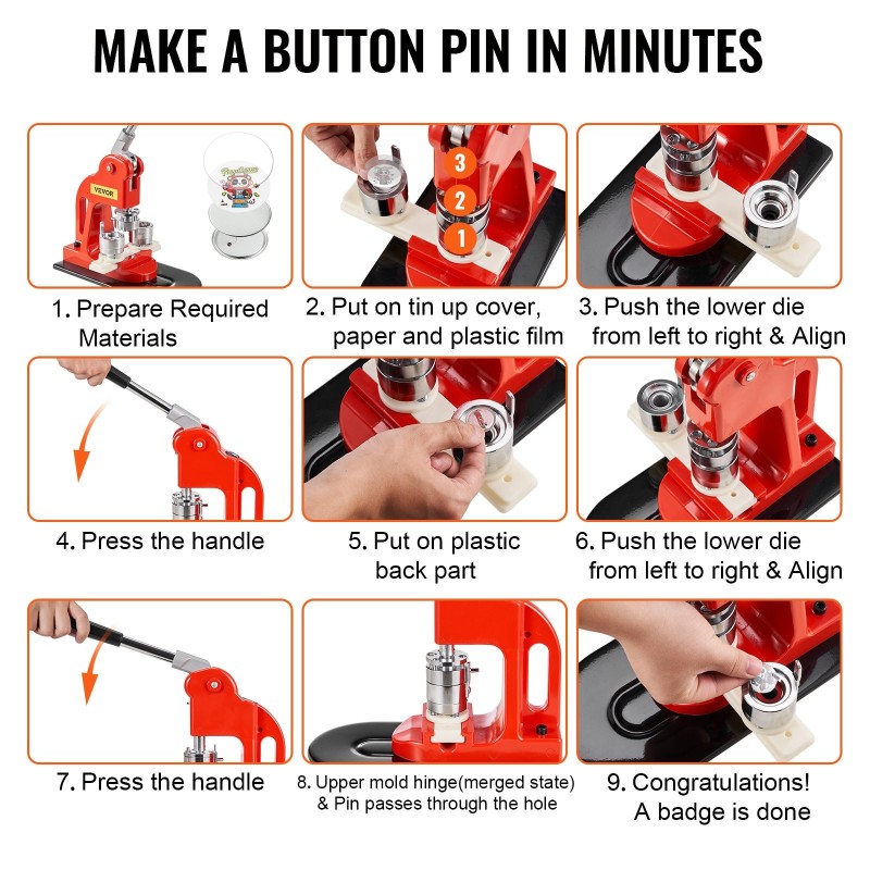 Nappimerkkikone 25 mm manuaalinen rautarunko ABS-muovi 500 osaa ympyräleikkuri taikakirja