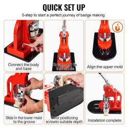 Nappimerkintäkone 58 mm rauta ja ABS-muovi manuaalinen 500 kpl nappiosia ympyräleikkurilla taikakirjalla