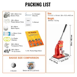 Nappimerkintäkone 58 mm rauta ja ABS-muovi manuaalinen 500 kpl nappiosia ympyräleikkurilla taikakirjalla