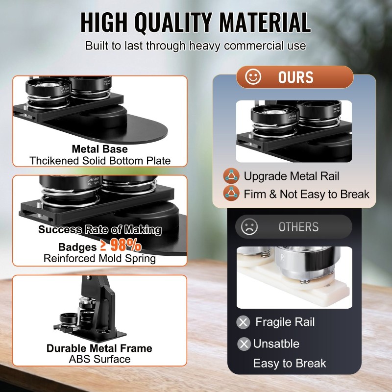 Käsikäyttöinen rintanappikone alumiiniseos ja ABS-muovi 25 mm 58 mm 500 rintanappiosaa