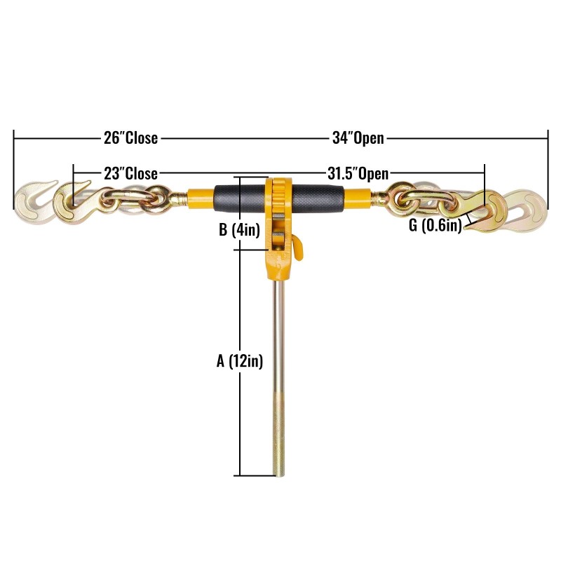 Räikkäkiristin valuteräs 3/8–1/2 tuuman ketjuille turvallinen työkuorma 5443 kg 4 kpl