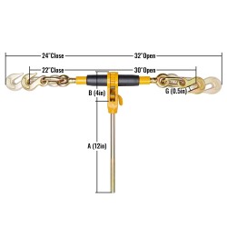 Räikkäkiristin valuteräksinen 0,8–0,9 cm ketjuille 3220 kg G80-koukuilla 4 kpl