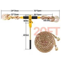 Räikkäkiristin valuteräs G80 ketjuille 0,8–0,9 cm irrotettavalla kahvalla 3220 kg