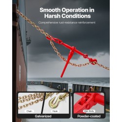 Räikkäketjunkiristin ja G80-mangaaniteräsketjut 10 mm 3 m 4173 kg 8 settiä