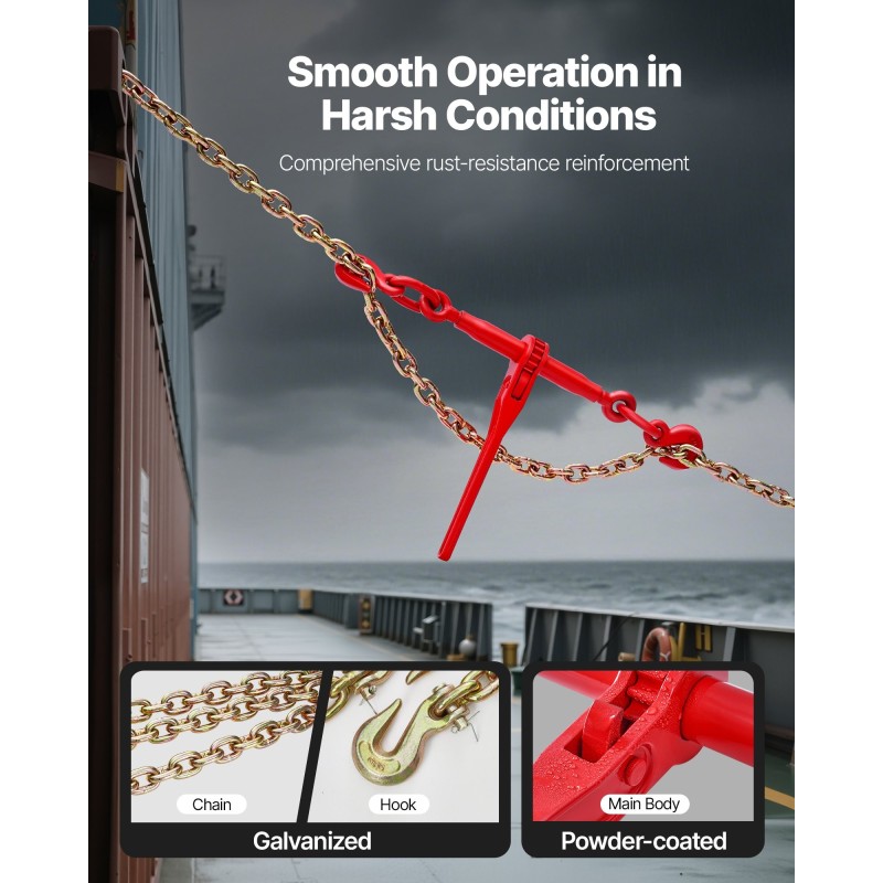 Räikkäketjunkiristin ja G80-mangaaniteräsketjut 10 mm 3 m 4173 kg 8 settiä