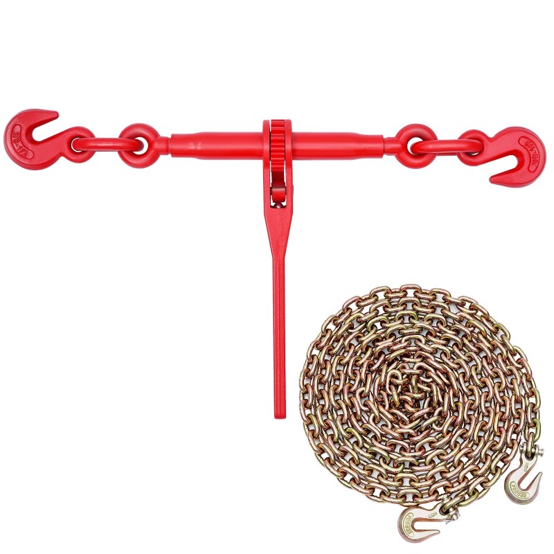 Räikkäketjunkiristin ja G80-mangaaniteräsketjut 10 mm 3 m 4173 kg 8 settiä