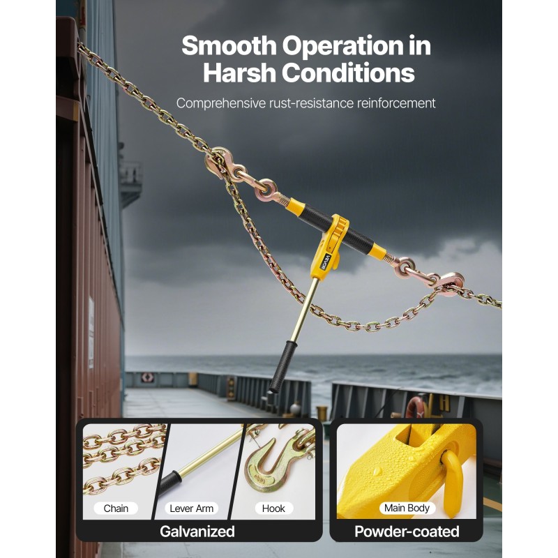 Räikkäkiristimet ja G80-mangaaniteräsketjut 8 mm 4,3 m 3629 kg 2 sarjaa