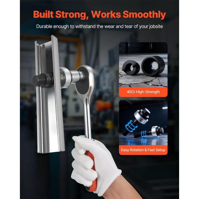 Reikäteräsarja 40Cr-terästä 6 lävistinholkkeja 12,7–50,8 mm räikkäväännin alumiiniin ja muoveihin