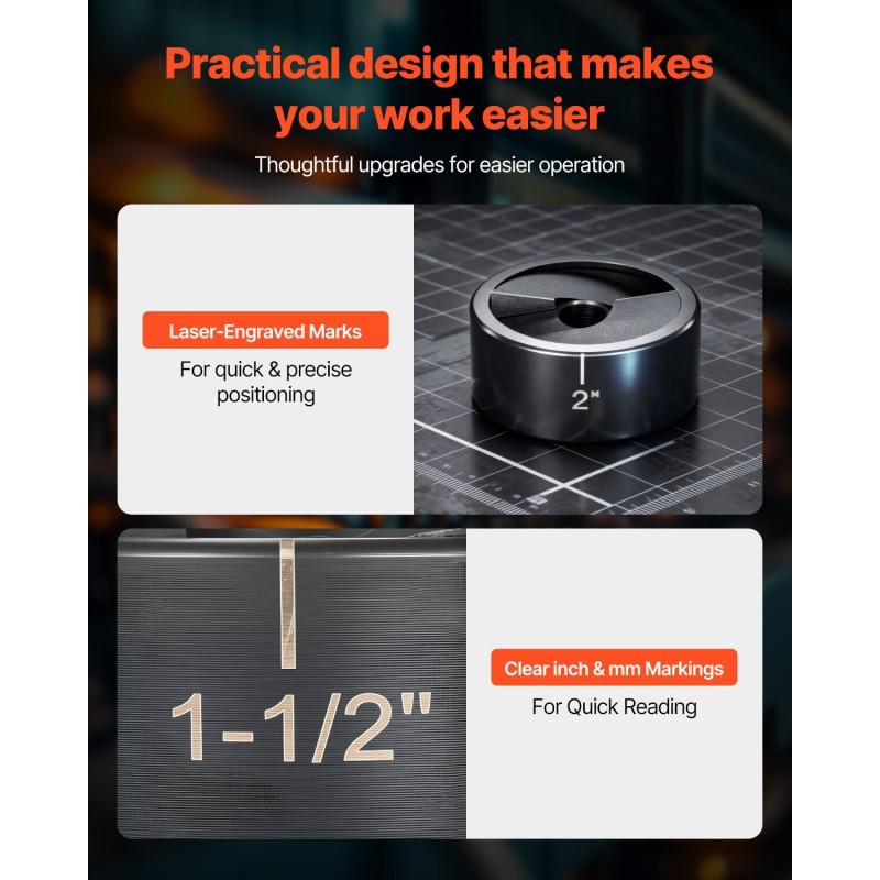 Reikäteräsarja 40Cr-terästä 6 lävistinholkkeja 12,7–50,8 mm räikkäväännin alumiiniin ja muoveihin