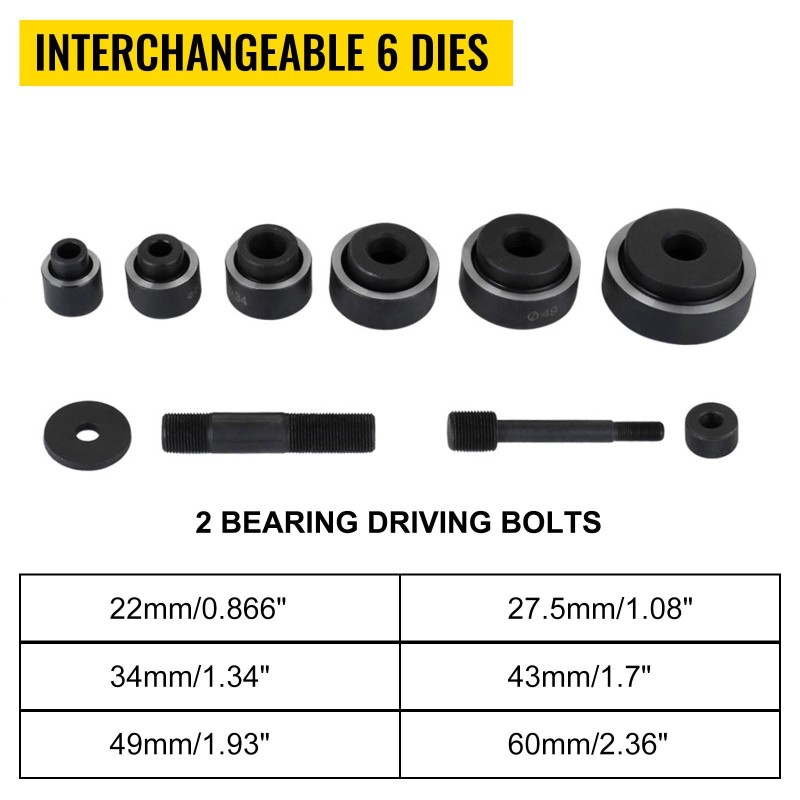 Hydraulinen lävistinsarja 10 tonnin 6 stanssia 22-60 mm teräkselle säilytyslaukulla