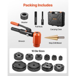 Hydraulinen lävistinsarja 10 teräsarjaa reikäkoot 12,7–101,6 mm 147,1 kN 25 mm isku