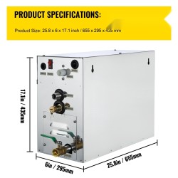Höyrygeneraattori 9 kW 6 l vesisäiliö digitaalinen näyttö 35–55 °C