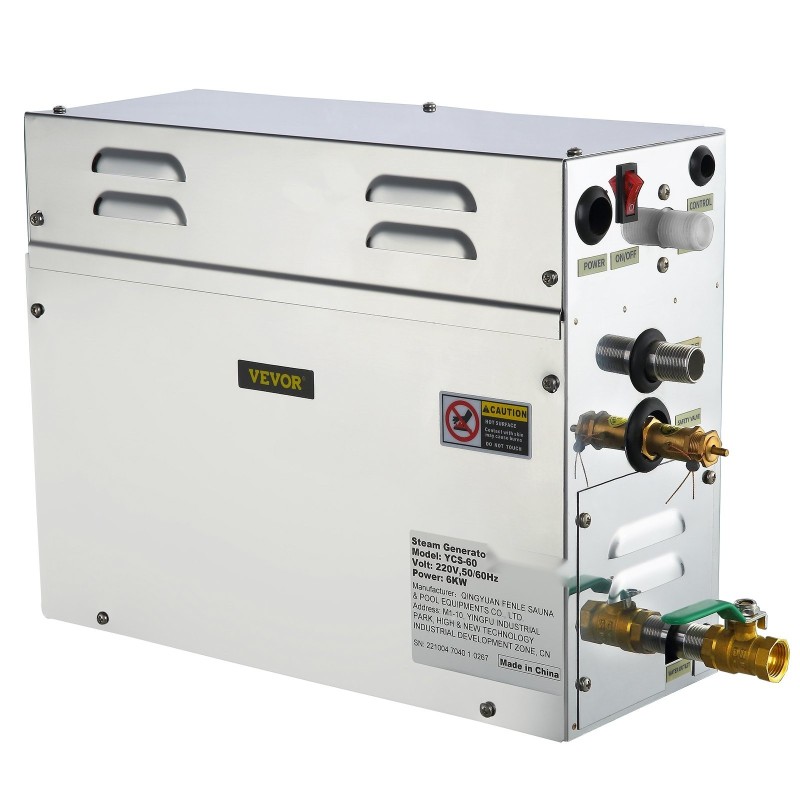 Höyrygeneraattori saunaan 6 kW 304 ruostumatonta terästä 4,3 l vesisäiliöllä LED-ohjaimella ajastimella