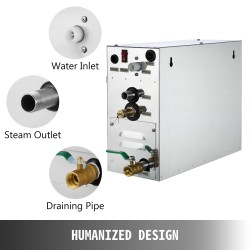 Höyrygeneraattori 4 kW 304-ruostumattomasta teräksestä TC-135-ohjaimella ja sisäänrakennetulla vesisäiliöllä