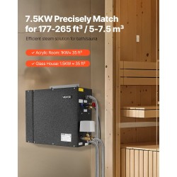 Höyrygeneraattori 7,5 kW musta ruostumaton teräs sisäsäiliö sopii 5–7,5 m³