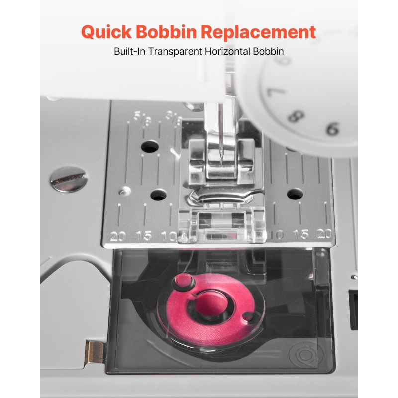 Sähkökäyttöinen kotikäyttöinen ompelukone metallisella sisärungolla 18 pistomallia LED-valolla