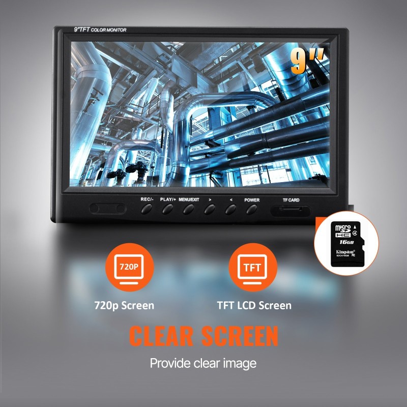 Viemärikamera 91,5 m kaapelilla 9 tuuman näytöllä IP68